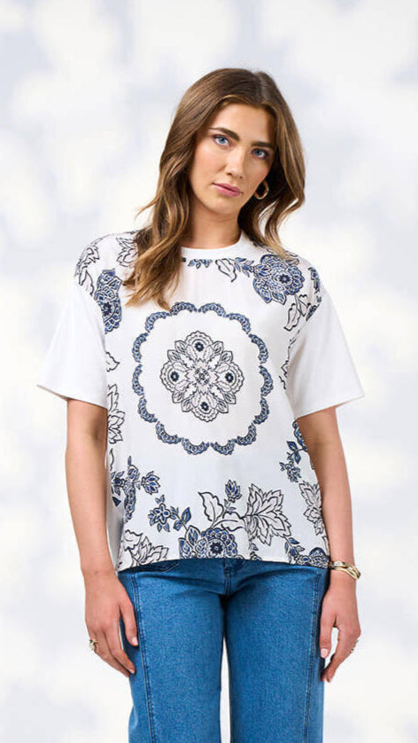 Indie Tee - Silk White Multi