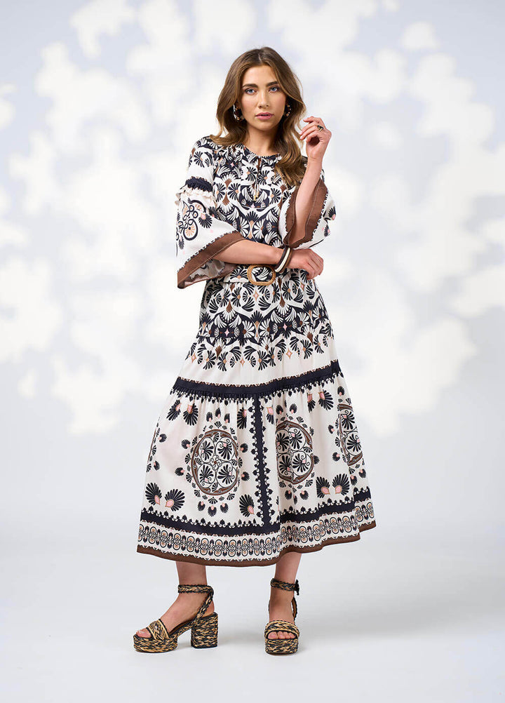 Zoe Skirt - Ecru Multi