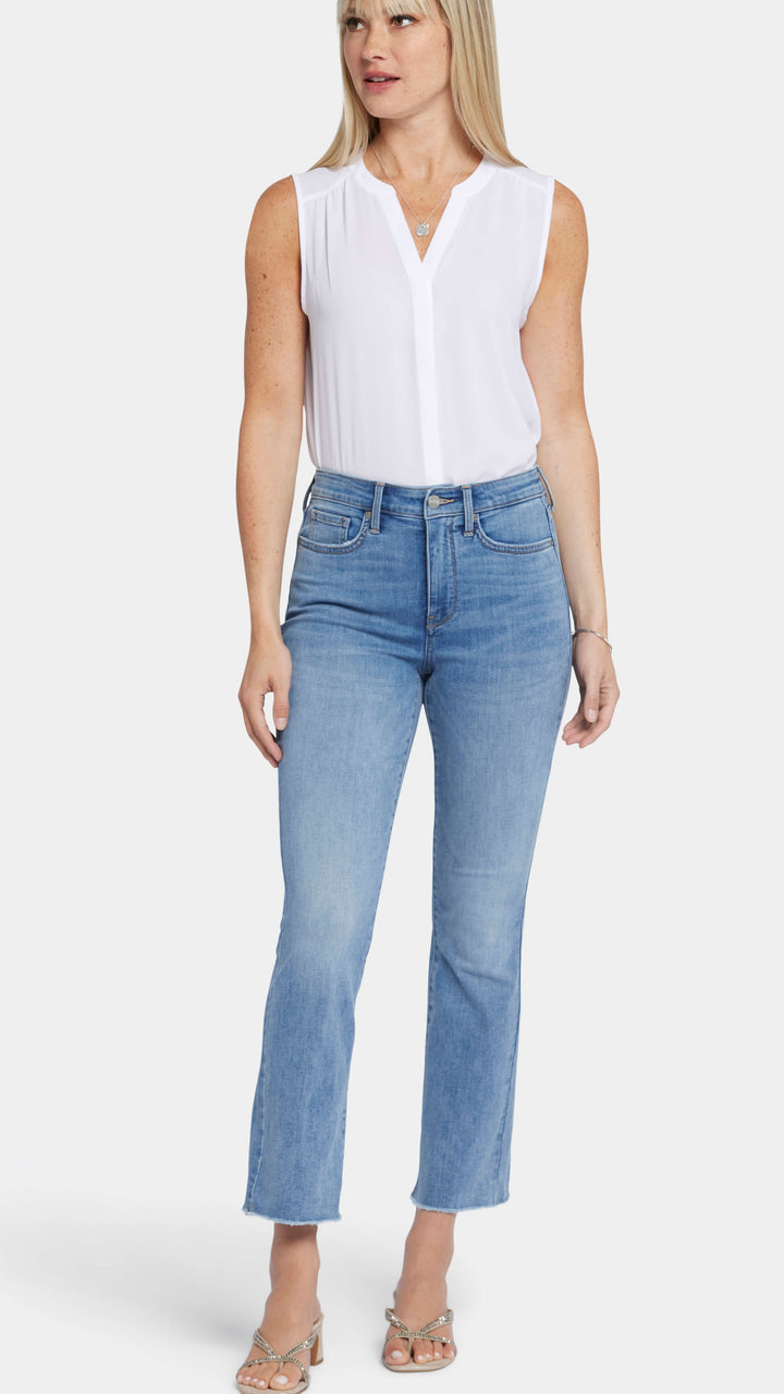 High Rise Billie Mini Boot Ankle Fray Jean - Crescent Shore