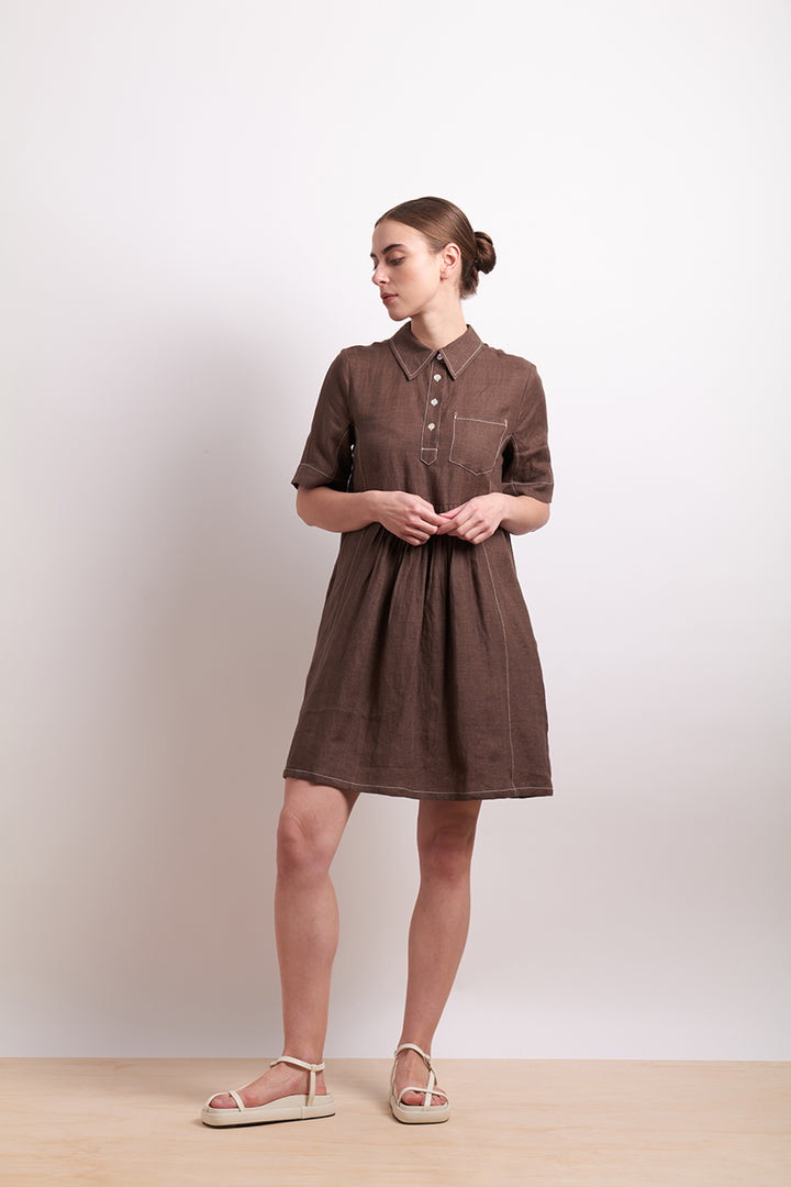 In Contrast Dress - Cocoa