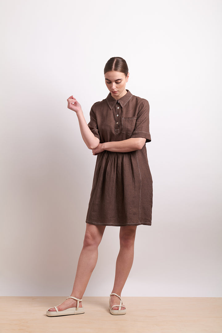 In Contrast Dress - Cocoa