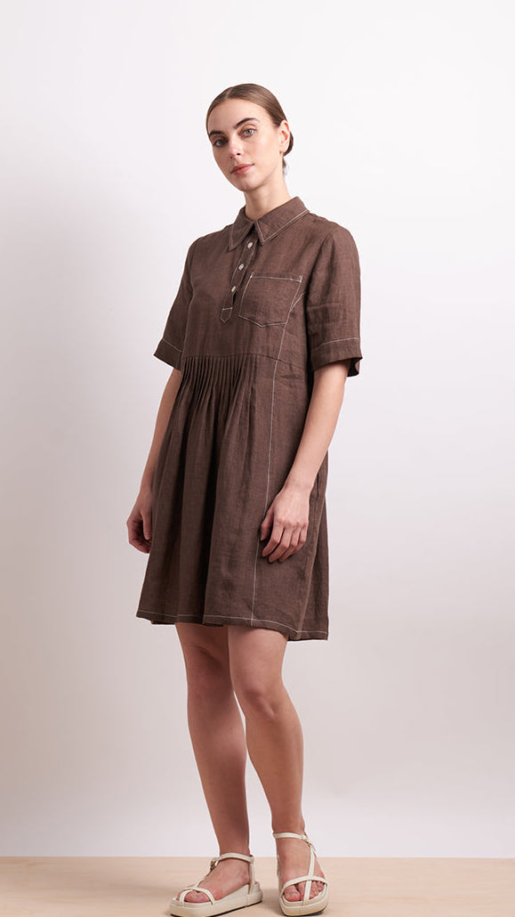 In Contrast Dress - Cocoa