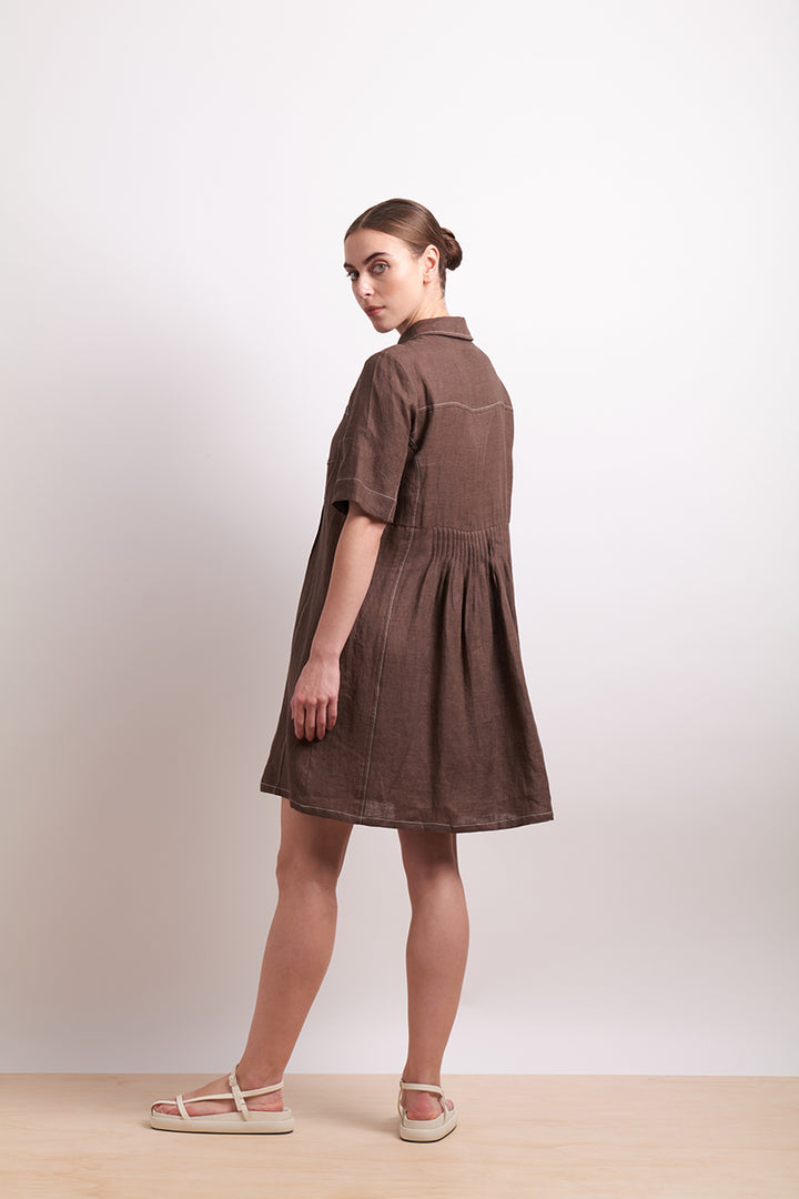 In Contrast Dress - Cocoa