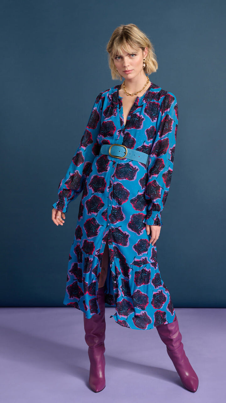 Flower Pop Dress - Blue Au14