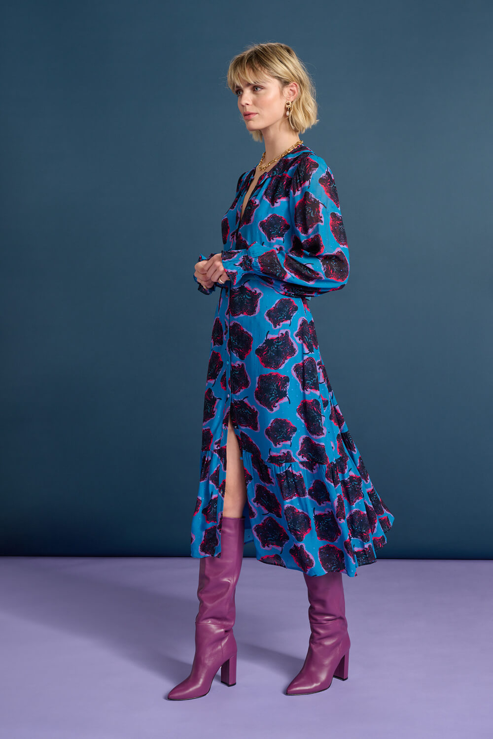 Flower Pop Dress - Blue Au14