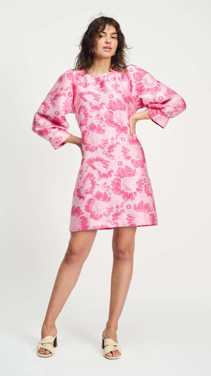 Floral Jacquard Dress - Raspberry/Pink