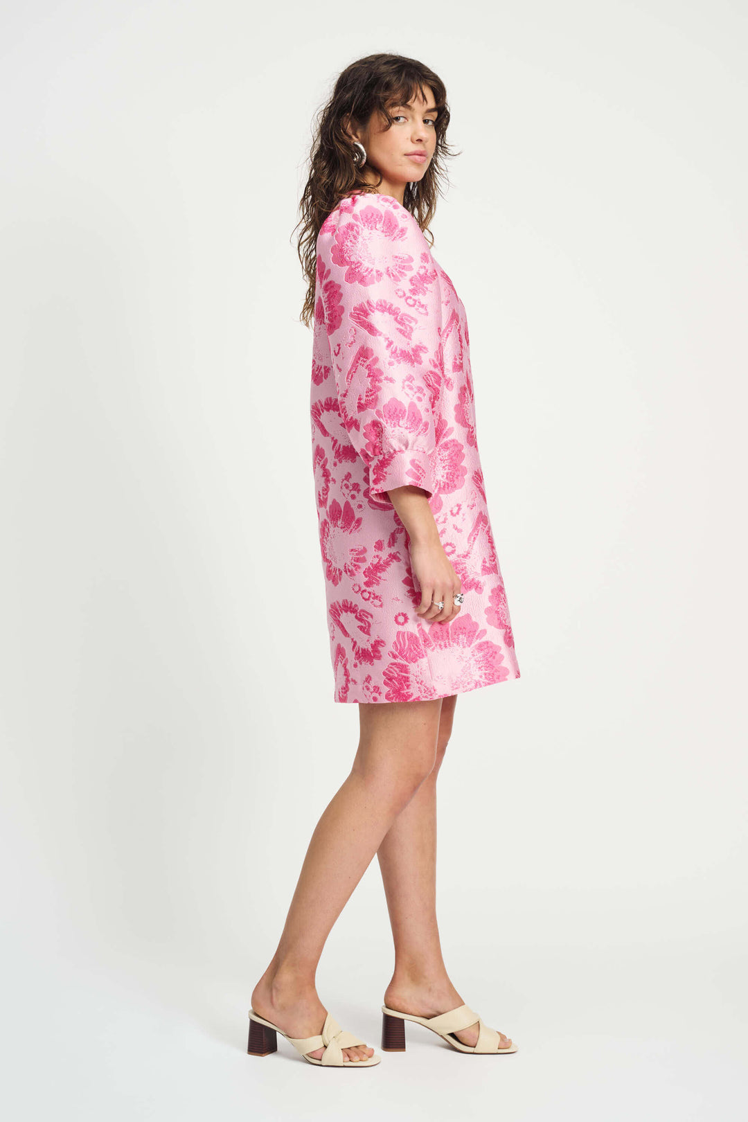 Floral Jacquard Dress - Raspberry/Pink