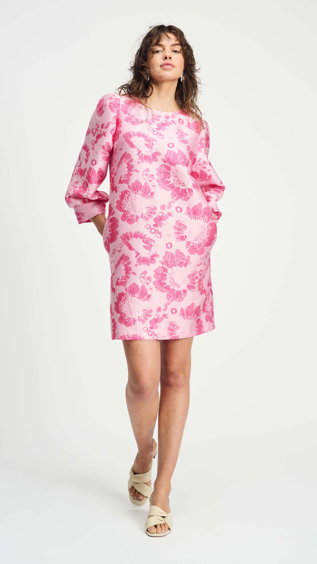 Floral Jacquard Dress - Raspberry/Pink