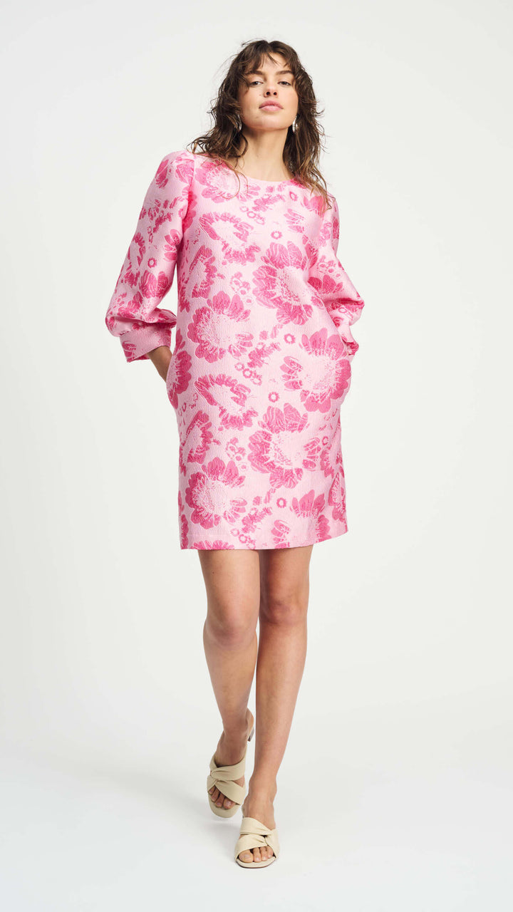 Floral Jacquard Dress - Raspberry/Pink