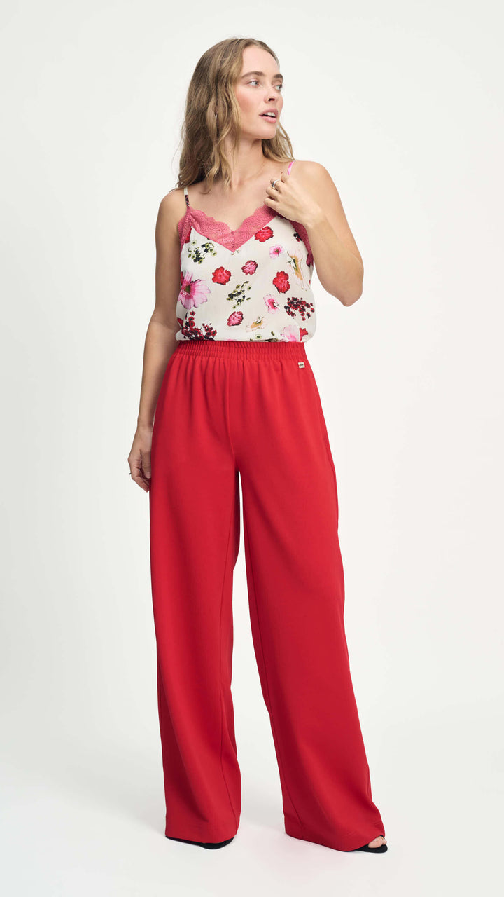 Wide Scarlet Red Summer Pant