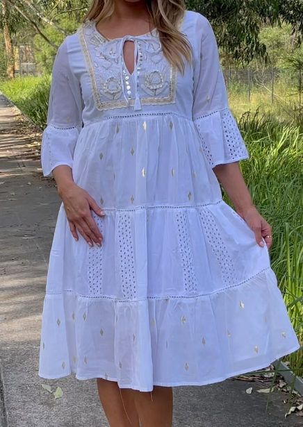 Hana Dress - Gold Thread Size S