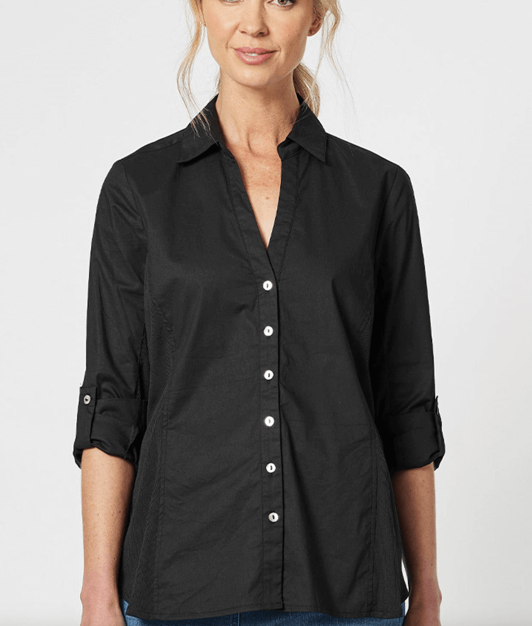 Emma Rib Detail Shirt - Black Size 12