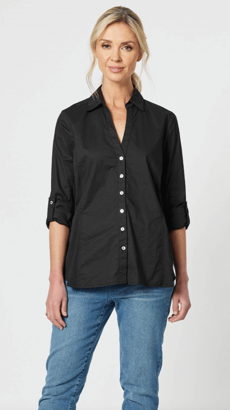 Emma Rib Detail Shirt - Black Size 12