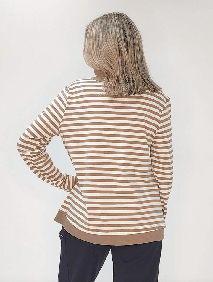 Sarah Stripe Top - Caramel Size 14