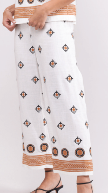 Well Crafted Pant -  Embroided Linen