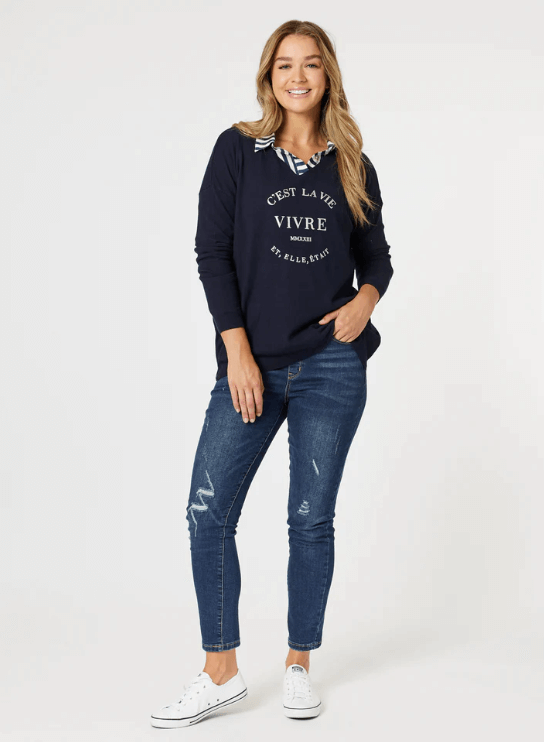 LA Stretch Pull On Jean - Dark Denim Size 10