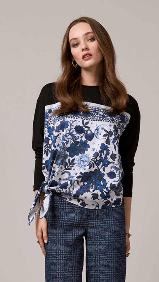 Greenwich Tee Top - Indigo Multi / Black Multi