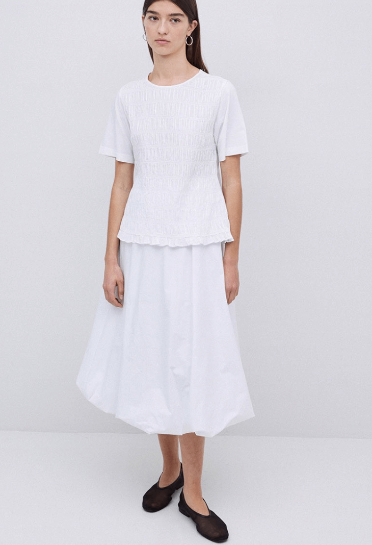 White Popplin Balloon Skirt