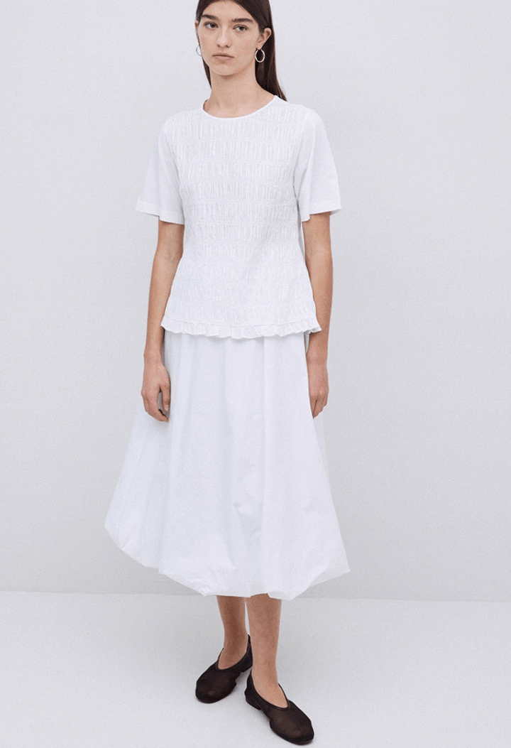 White Popplin Balloon Skirt