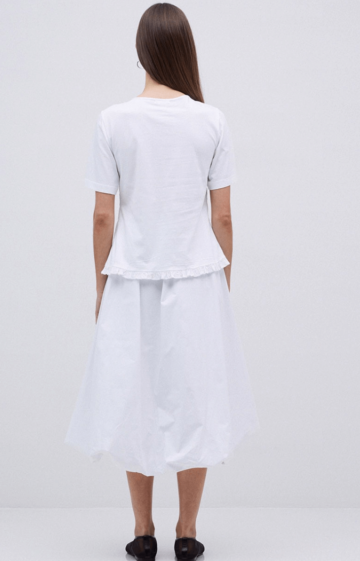 White Popplin Balloon Skirt
