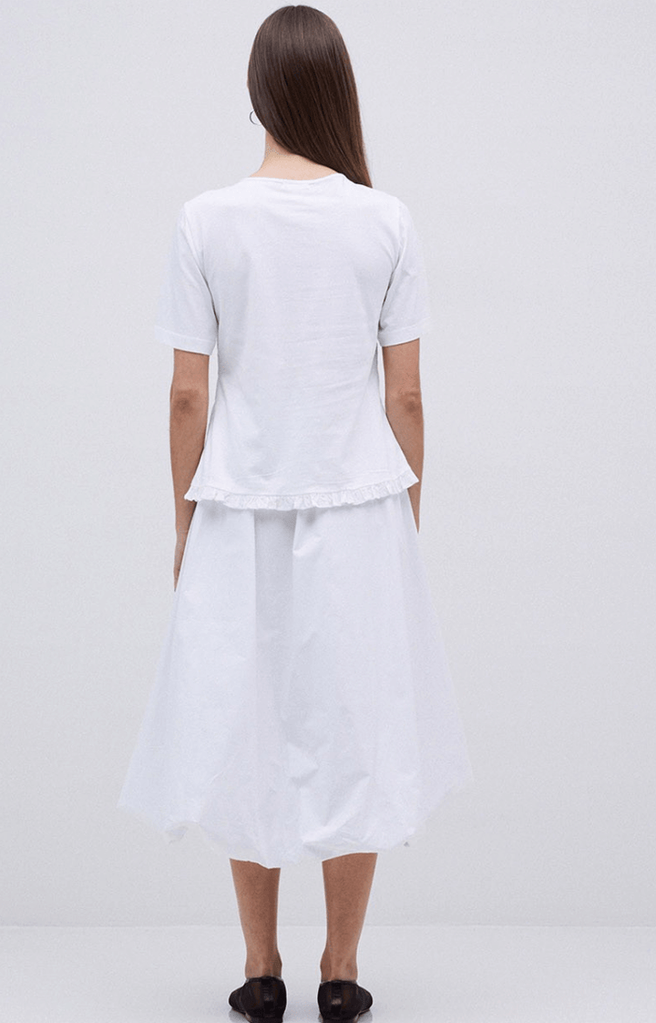 White Popplin Balloon Skirt