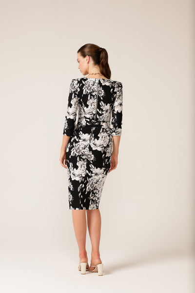 Villandry Dress - Black White Floral