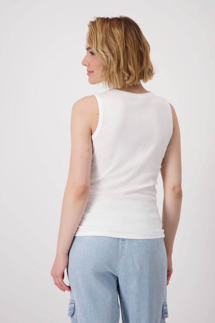 Round Neck Coral Rib Tank - Cream/Pink