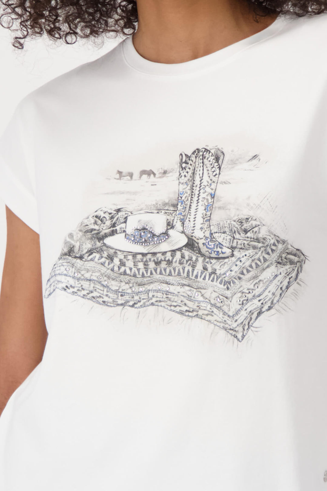 Cowboy Boots T-Shirt - Blue/White