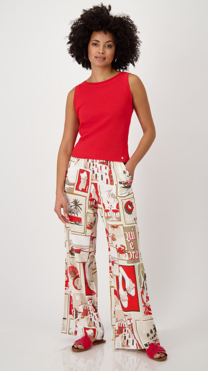 Polaroid Pants - Red/Beige/White