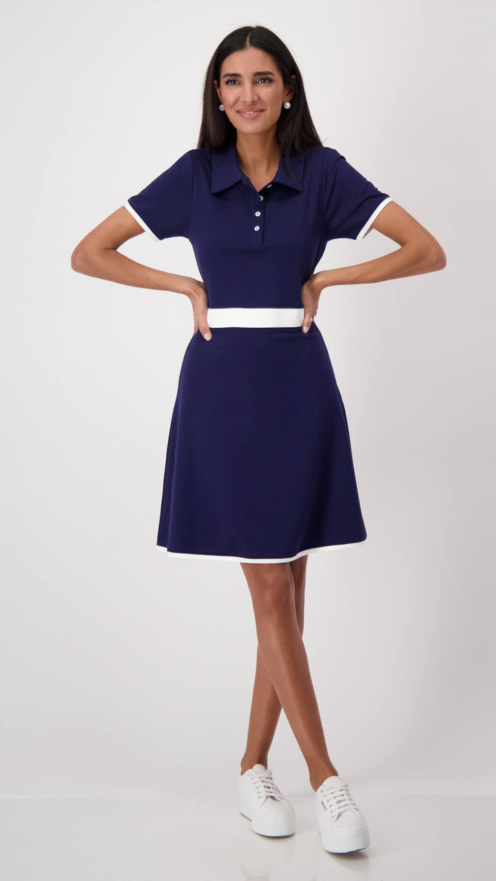 Polo T-Shirt Dress - Navy/White Stripe
