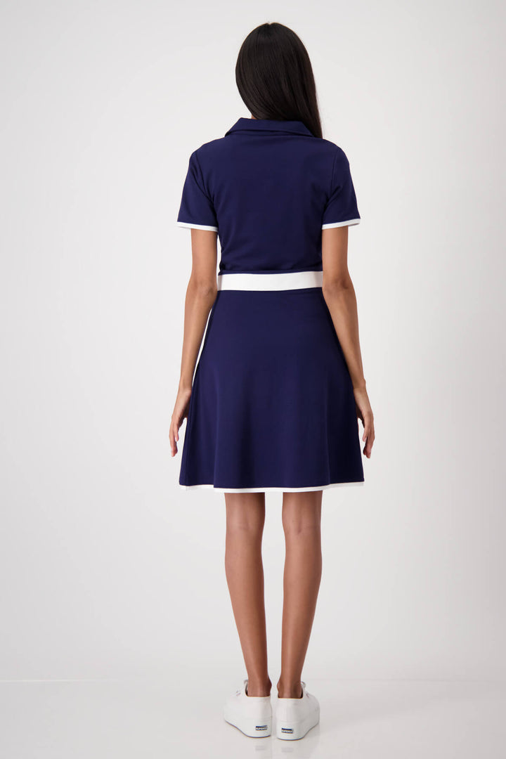 Polo T-Shirt Dress - Navy/White Stripe