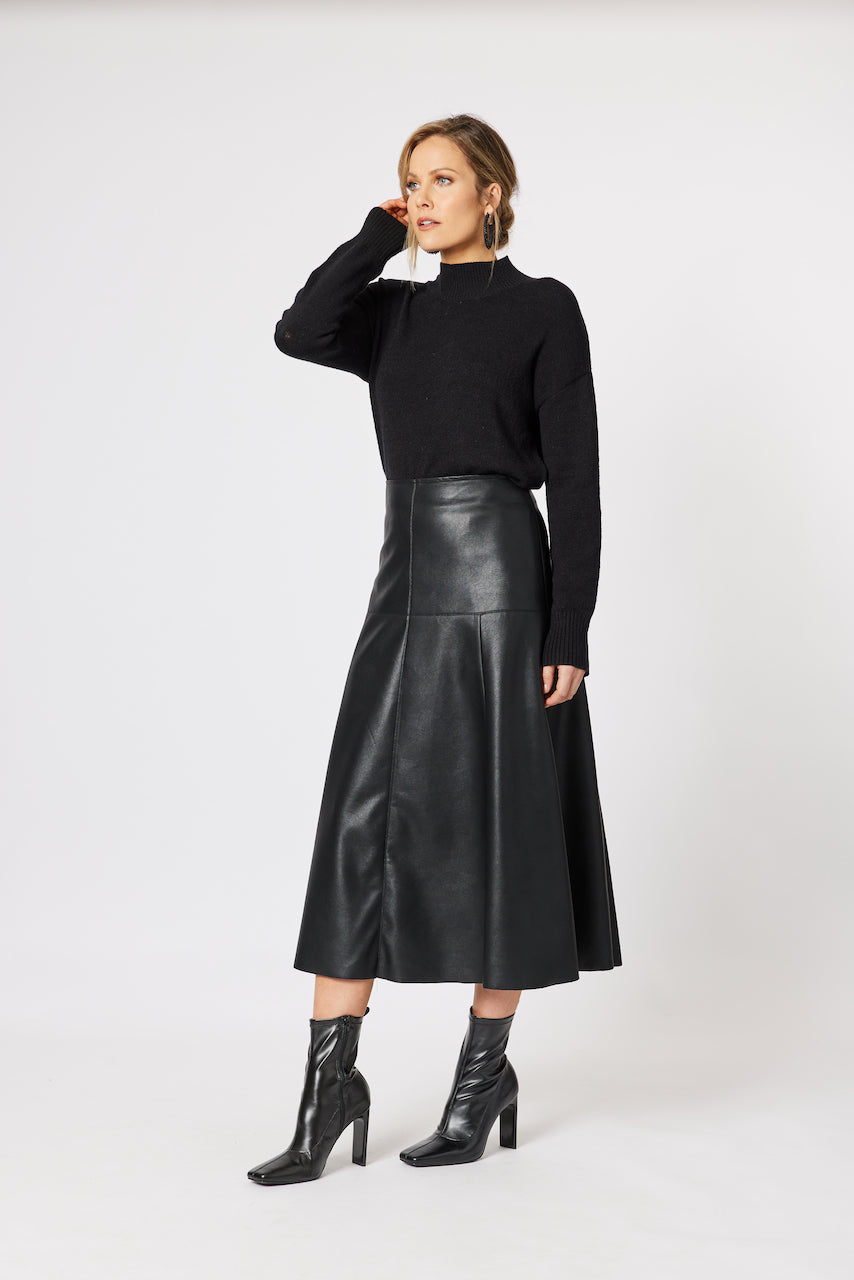 Empire High Neck Knit Jumper - Black Size 14