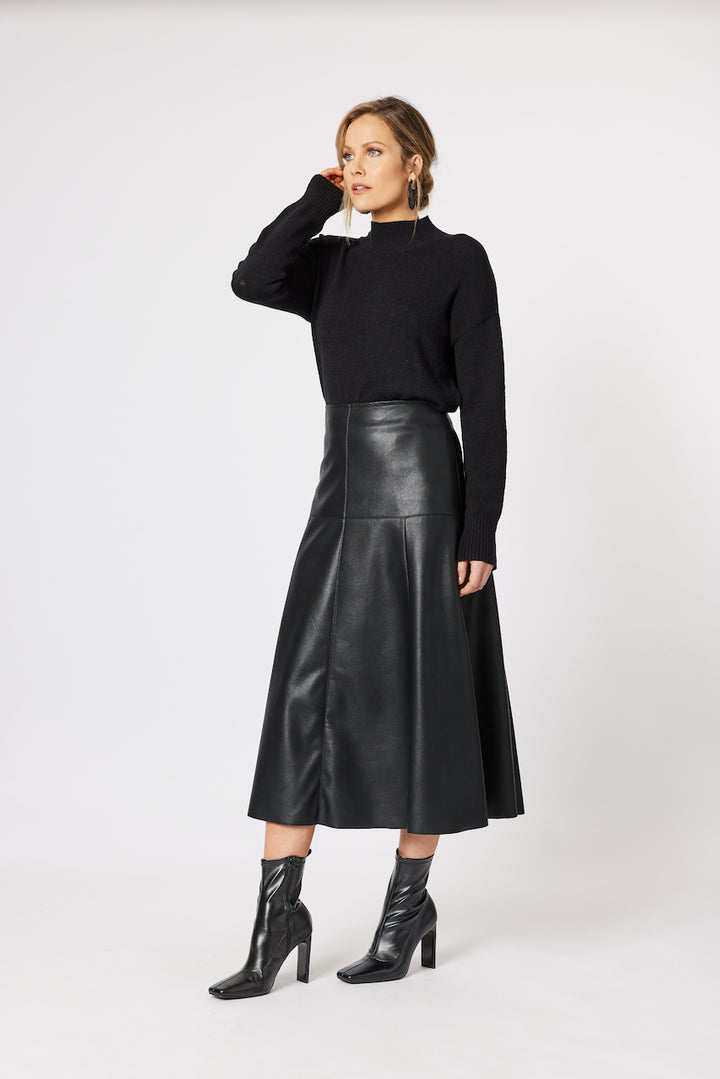 Empire High Neck Knit Jumper - Black Size 14