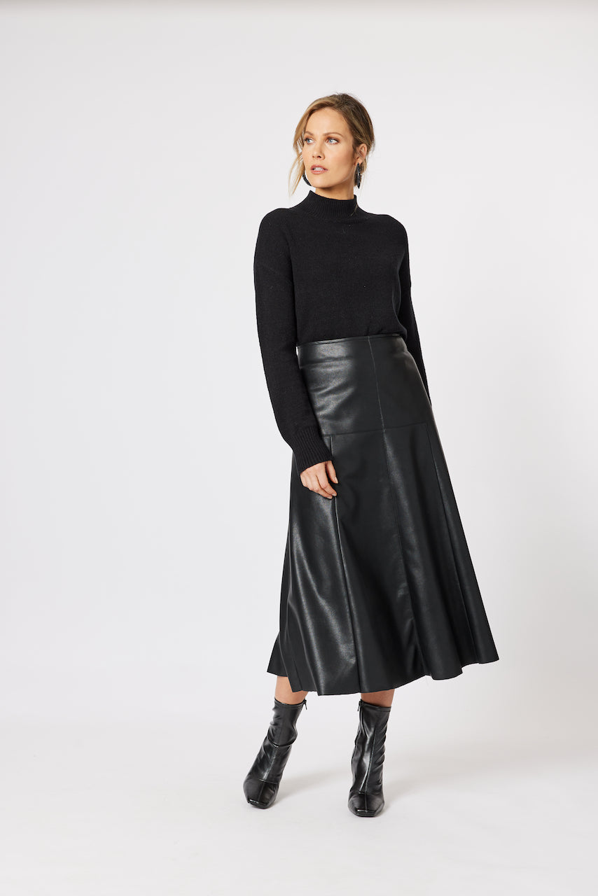 Empire High Neck Knit Jumper - Black Size 14