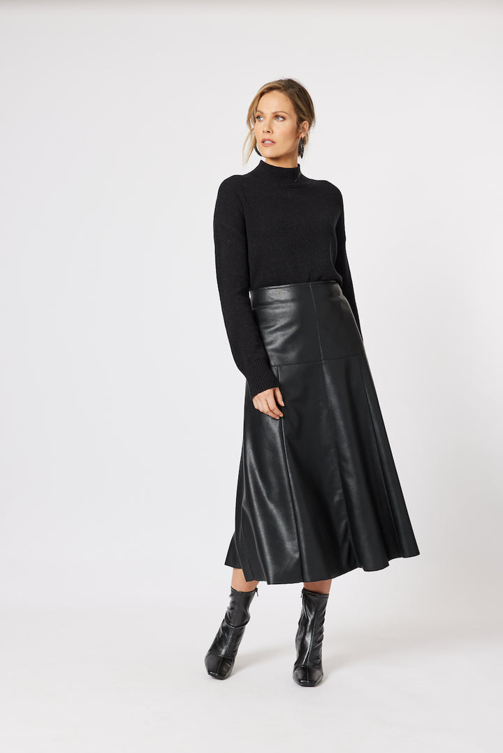 Empire High Neck Knit Jumper - Black Size 14