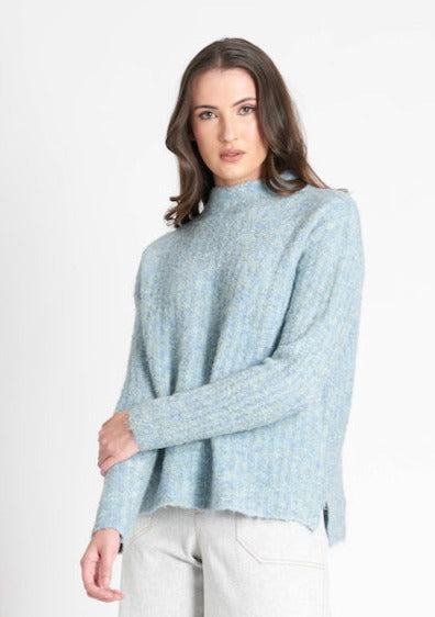 Rib & Roll Sweater  - Menthol Blue Size 10