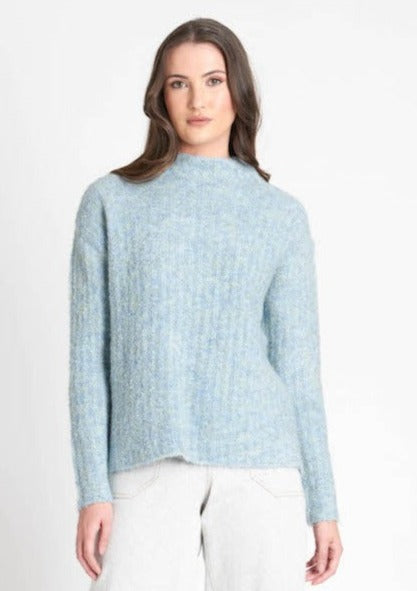 Rib & Roll Sweater  - Menthol Blue Size 10