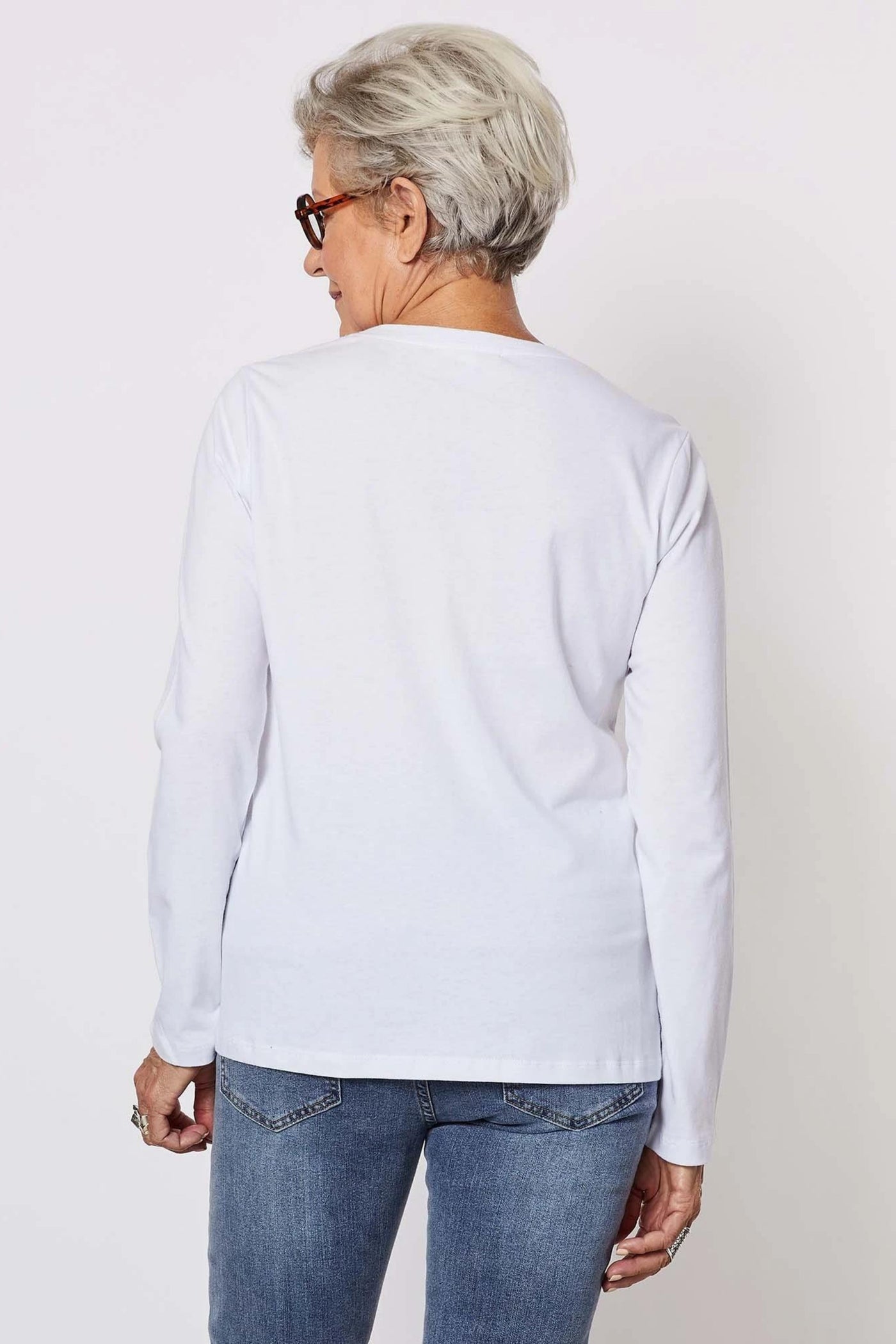 Foil Stripe Print Cotton T-shirt - White