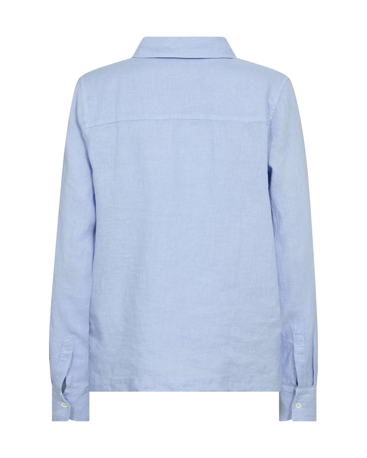 Mos Mosh  light blue long-sleeve button-up shirt with two buttoned chest flap pockets, displayed on a clean white background. Flat image