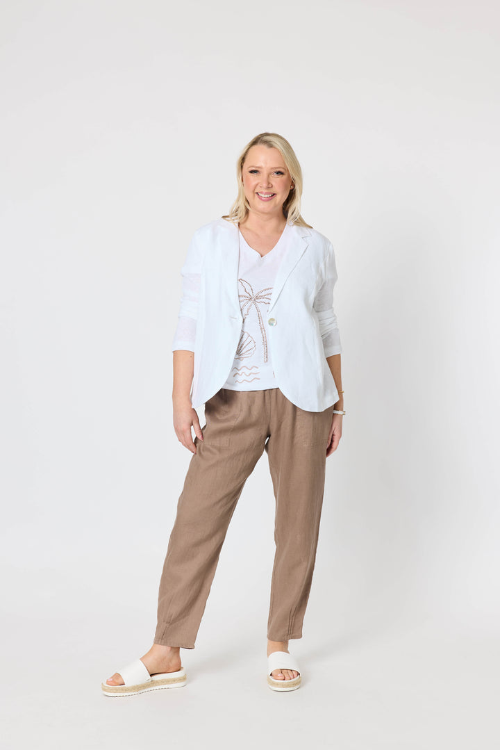 Sarah Linen Pant - Mocha