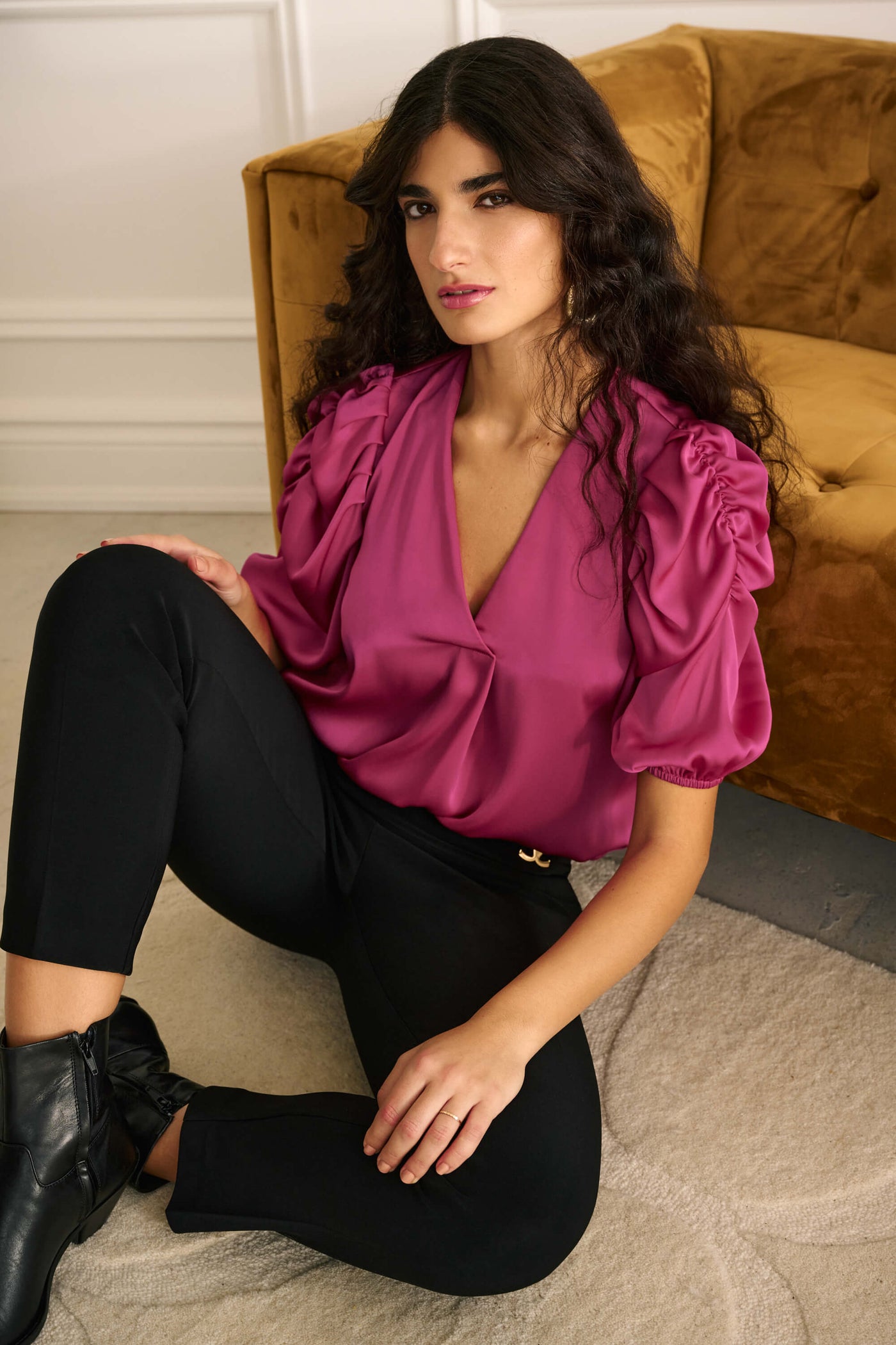 New Dimensions Puff Sleeve  Blouse - Pink 233026