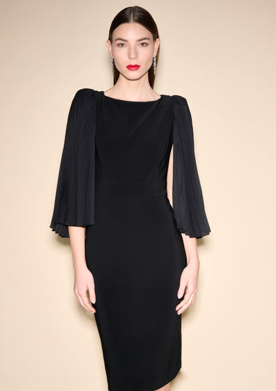 Pleated Sleeve Signature Dress - Black 234916