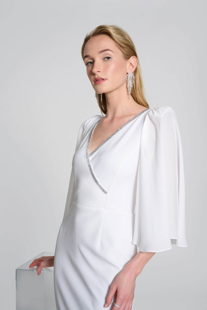 Sequin Collar Signature Wrap Dress - Vanilla  242732