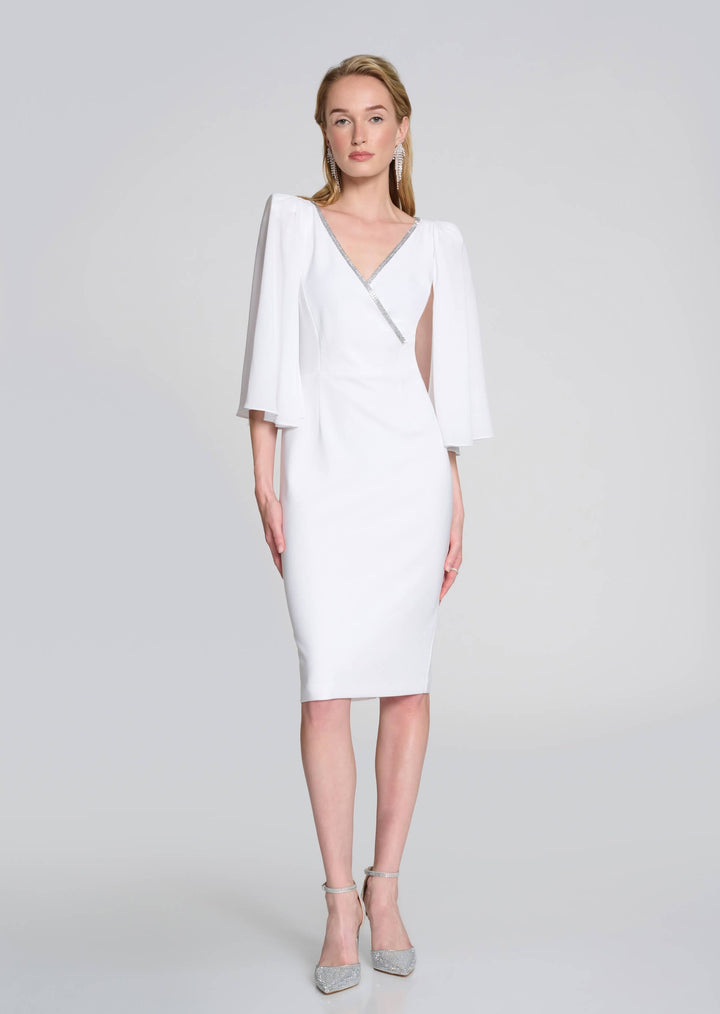 Sequin Collar Signature Wrap Dress - Vanilla  242732