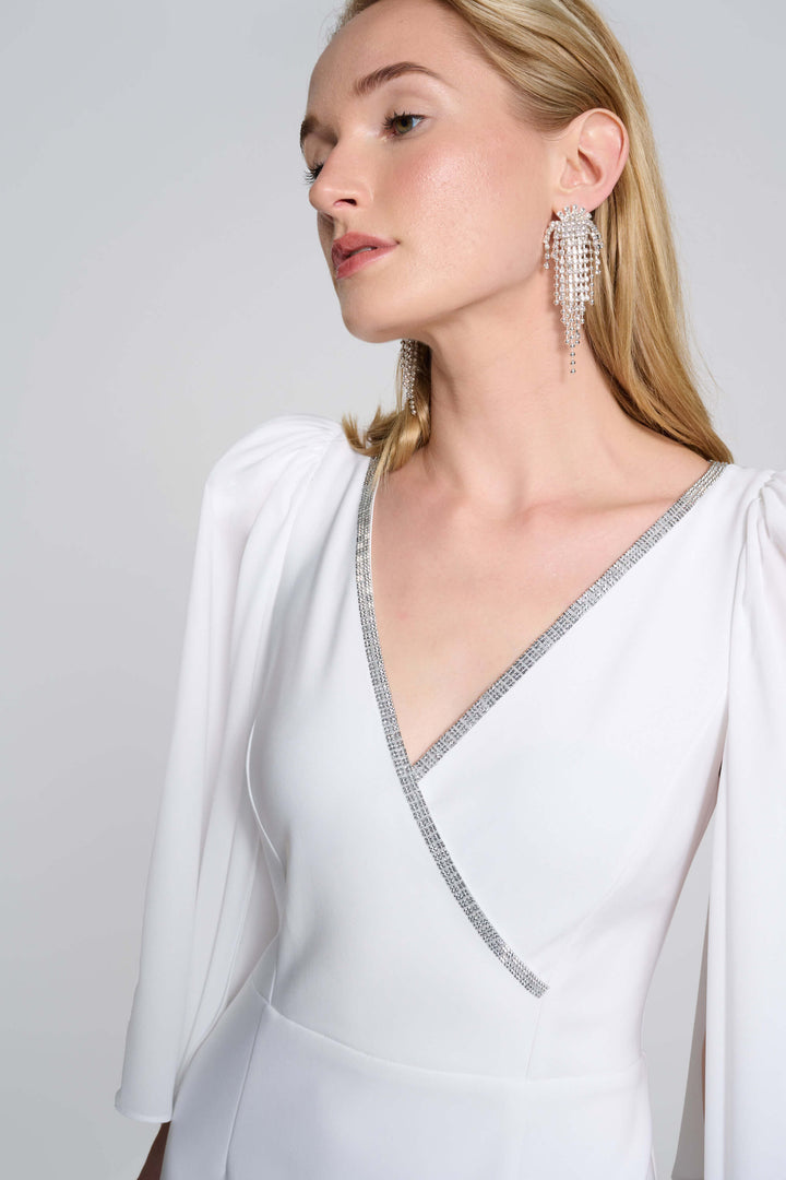Sequin Collar Signature Wrap Dress - Vanilla  242732