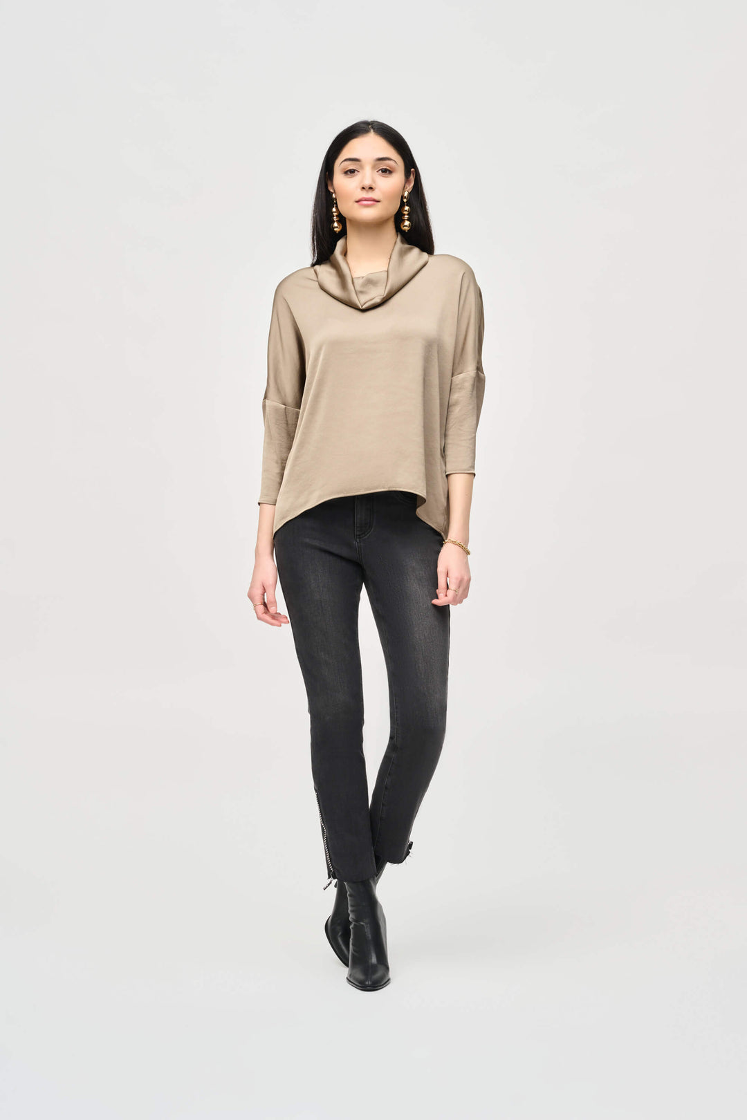 Urban Safari Satin Cowl Collar Top 243189