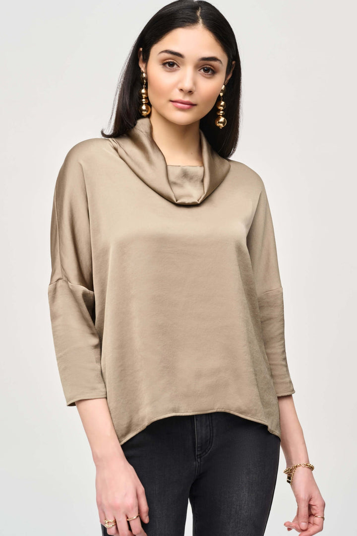 Urban Safari Satin Cowl Collar Top 243189