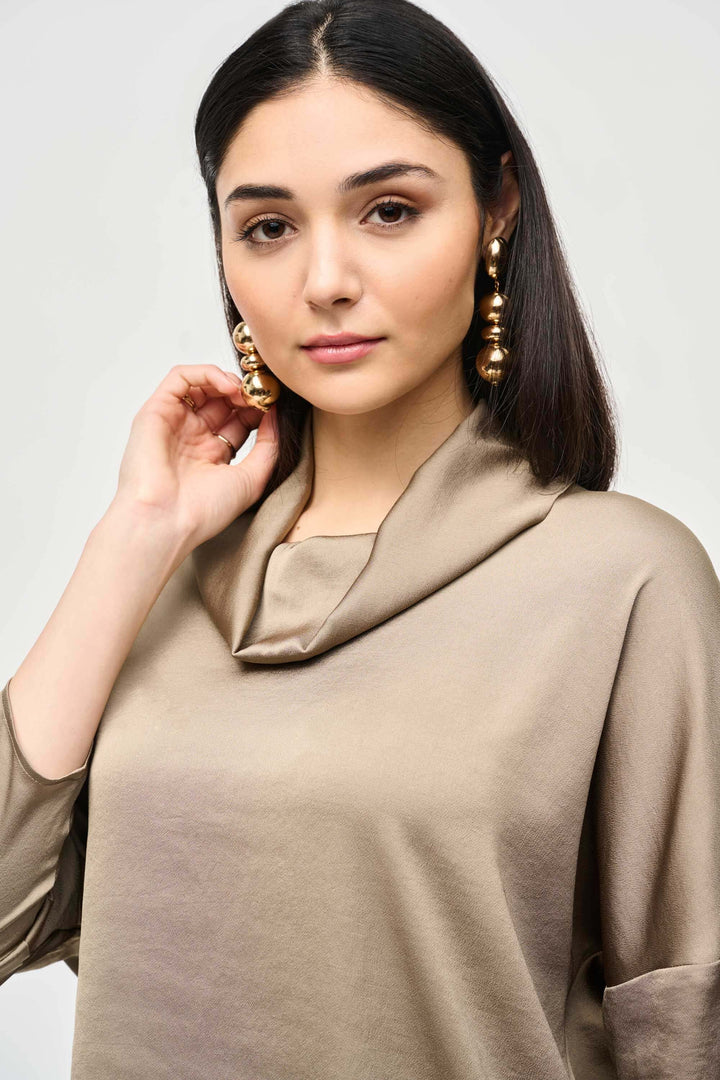 Urban Safari Satin Cowl Collar Top 243189
