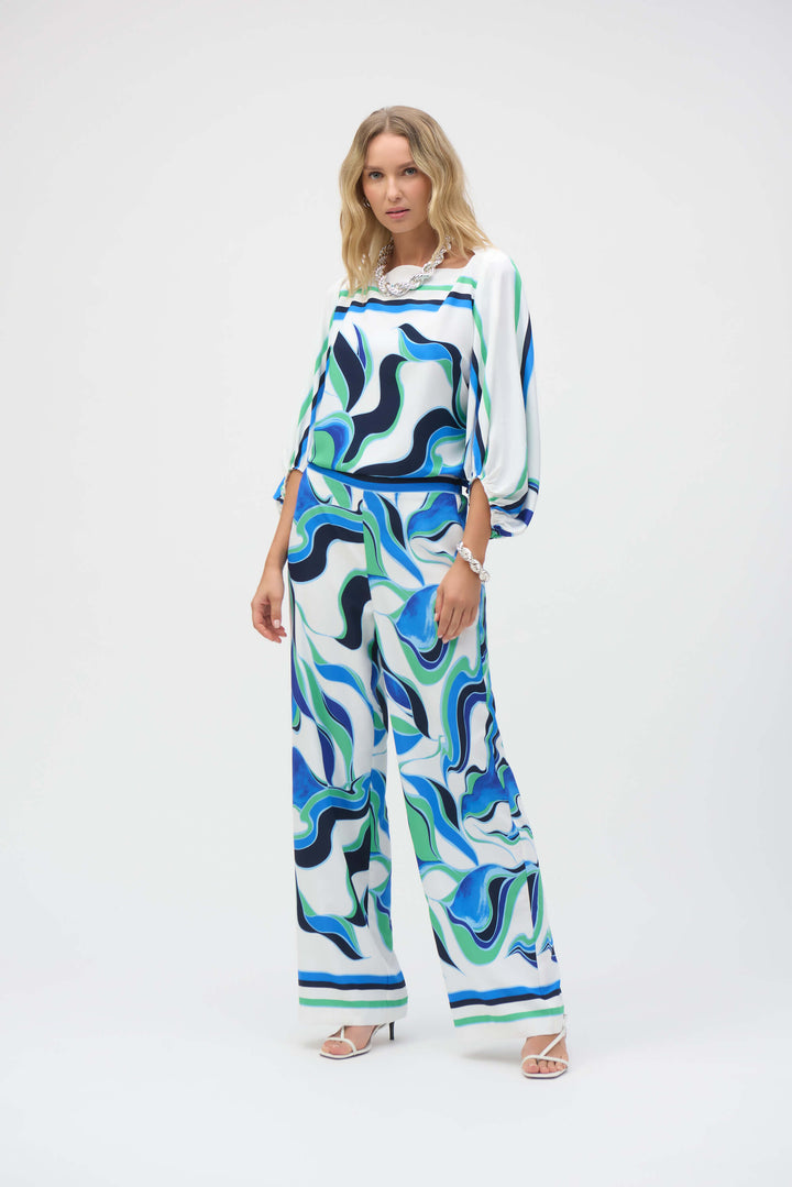 Bon Voyage Woven Abstract Print Wide-Leg Pants 252084