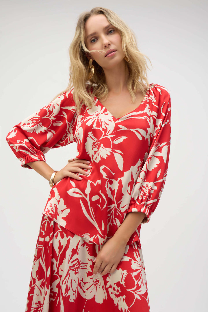Sicilian Sun Satin Floral Print Straight Top 252119
